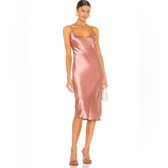 L'AGENCE Dresses Lagence Jodie Silk Charmeuse Vneck Slip Dress Rose